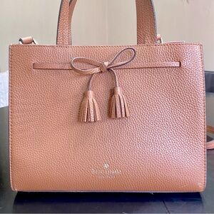 Kate Spade Hayes Leather Satchel Gingerbread w/red interior